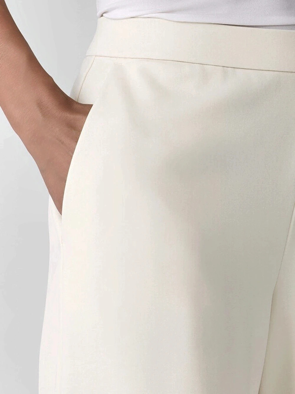 Eileen Fisher Silk Georgette Crepe Wide-Leg Pant Cream NWT
